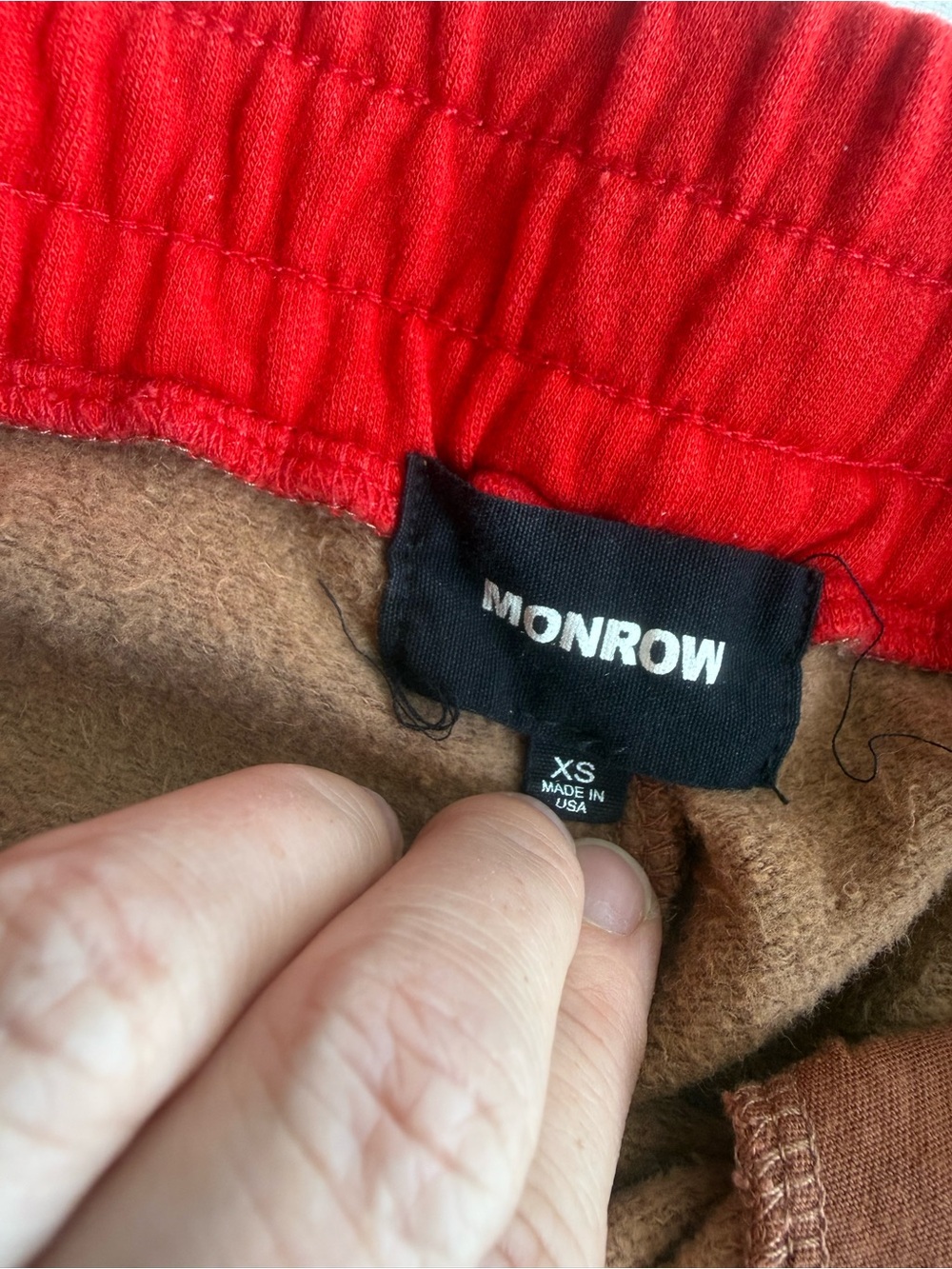 Monrow Leopard Print Jogger Sweatpants Red Waistband Colorblock Size XS - Picture 4 of 7